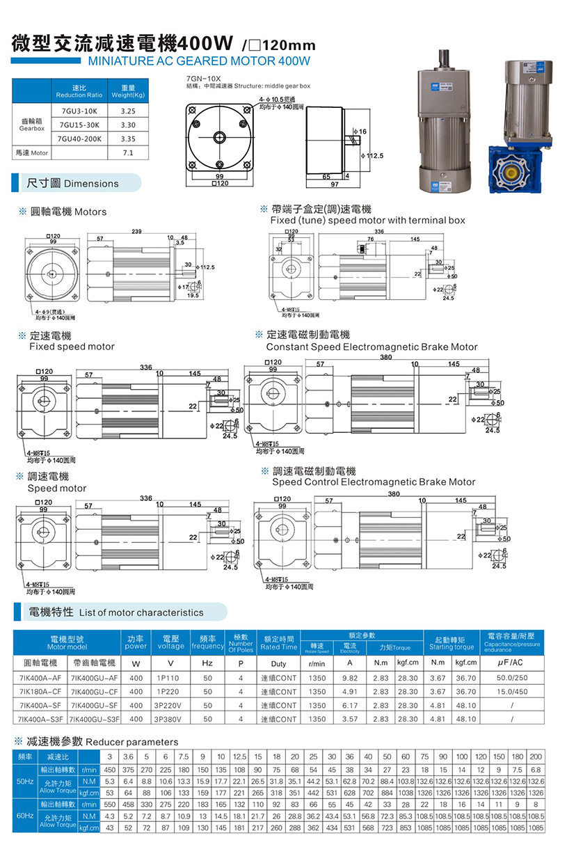 400W參數